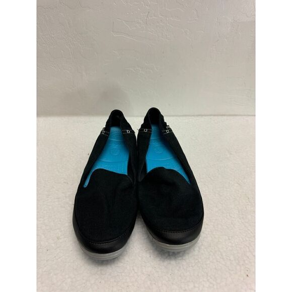 Crocs Black Canvas Slip On‎ Flats Loafers Rounded Toe Rubber Sole Shoes W10 - Picture 1 of 6